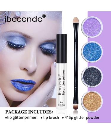 Ibcccndc Glitter Lip Kit - Long Lasting Metallic Gloss Lipstick Set with Lip Primer and Brush | Waterproof & Cruelty Free - 4 Colors Glitter Powder for Lips Art - Buy Online on GoSupps.com