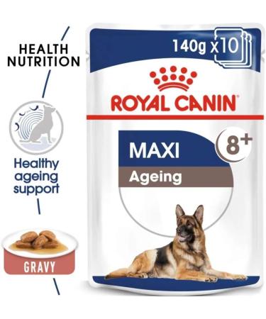 ROYAL CANIN Humid Food Maxi Aging 8+ Pieces of Meat in Sauce for Senior Large Breed Dogs - box 10 x 140 GR (Bags) - Buy Online on GoSupps.com