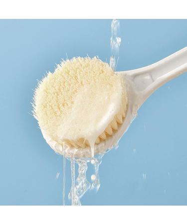 Soft Long Handle Bath Brush & Sponge | Back Scrubber & Massage Brush for Home Spa - White - Buy Online on GoSupps.com