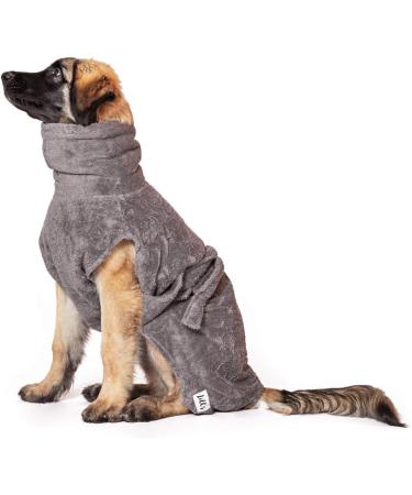 Lills Dog Bathrobe - 100% Organic Cotton Stone Grey (XL: 65 cm) | Eco-Friendly Dog Apparel - Buy Online on GoSupps.com