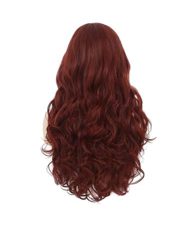 Siudus Dark Red Curly Long Wig - Burgundy Wavy Middle Part Synthetic Heat-Resistant Hair for Cosplay & Halloween - Buy Online on GoSupps.com