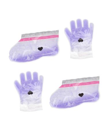 2 Pairs Wax Gloves Foot Non-woven Fabric Nursing Cover Purple
