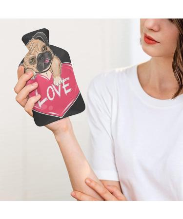 Pug Dog Lover Hot Water Bottle with Plush Cover - Hand Warmer for Adults & Kids | 26.5x15.3 cm - Buy Online on GoSupps.com