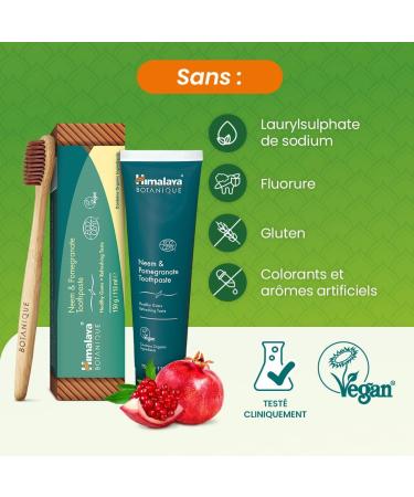 Himalaya Neem & Pomegranate Botanical Toothpaste Fights Plaque Brightens Teeth No Fluoride No Artificial Flavors Mint Flavor 150g - Buy Online on GoSupps.com