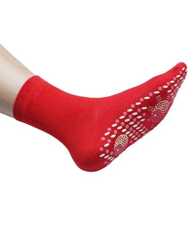 Fnsky winter magnetic health socks self -heating warm breathable massage socks foot care compression socks Sleeve for unisex red