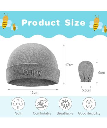 Aolso Newborn Baby Hats Mittens Set - 4pcs Infant Cotton Caps & Gloves for 0-6 Months - Buy Online on GoSupps.com