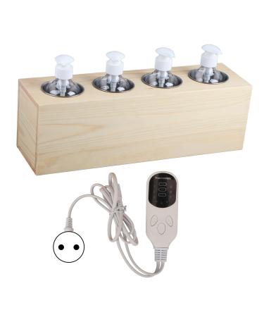 Massage Oil Heater 4 Bottle Massage Oil Heater Temperature Adjustment Internal Timer Massage Lotion Warmer 110-250V(EU)
