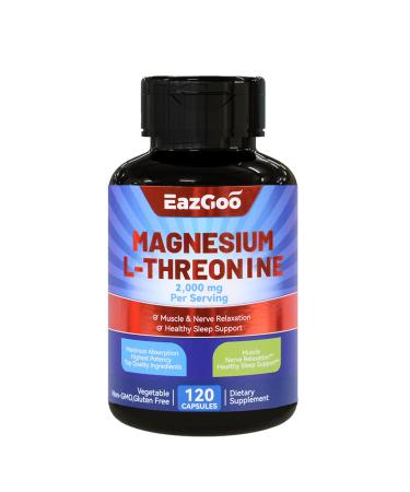 Magnesium L-Threonine Supplement Mineral Magnesium Supplement Magnesium L-Threonine 2000mg 120 Capsules 120 Count (Pack of 1)