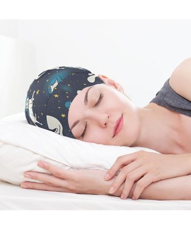 ZZAEO Cute Cat Astronauts Space Float Sleep Cap | Double Layer Satin Bonnet for Women - Buy Online on GoSupps.com