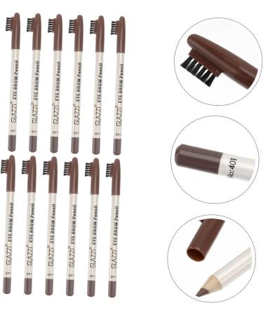 VINTORKY 12pcs Plastic Coffee Eyebrow Pencil with Brush Wood Makeup Tool Pencils Eyebrow Makeup Pen - Buy Online on GoSupps.com