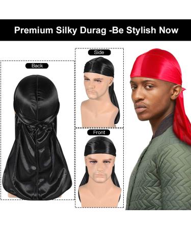 3pcs Silky Durag & Wave Brush Set for Men - 360 Curved Medium/Hard Hair Brushes - Buy Online on GoSupps.com