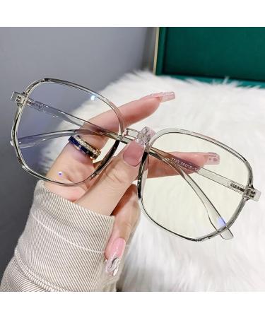 Oversized Fashion Blue Light Blocking Computer Readers Anti UV Reading Glasses Eyeglasses Flat Light Mirror +100 Gray