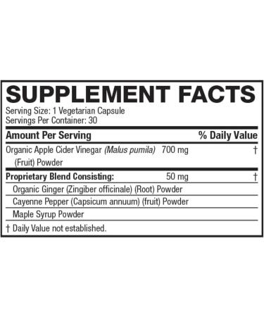 Life's Fortune Organic Apple Cider Vinegar Capsules 700mg Digestive Support with Ginger & Cayenne Pepper | 30 Count - Buy Online on GoSupps.com