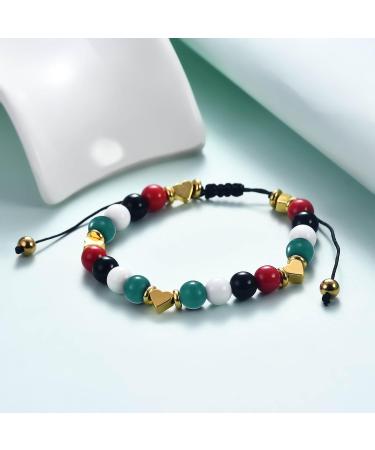 Oralgo Adjustable Woven Bracelet with National Flag - Colorful Pearls for Peace Supporters | Hand Chain for Peace Fans - Buy Online on GoSupps.com