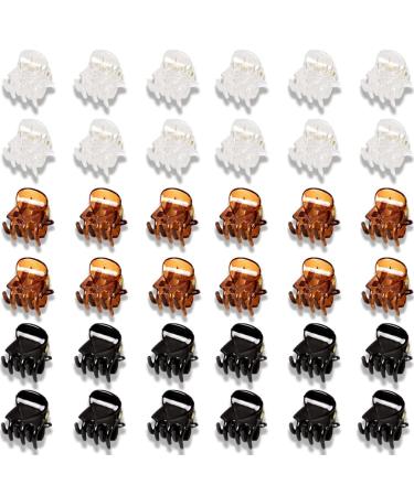Mini Hair Claw Clips for Girls  36 Pcs Durable Small Jaw Clamps Clip with Transparent Box  Plastic Tiny Claw Clips for Kids Hairstyles (Black  Brown  Clear)