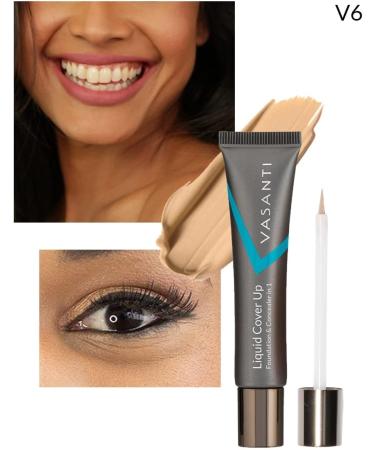 VASANTI Liquid Cover-Up (V6) - Foundation and Concealer in 1 - Oil-Free Long-Lasting Paraben-Free Vegan-Friendly Face Makeup Cosmetics - Buy Online on GoSupps.com