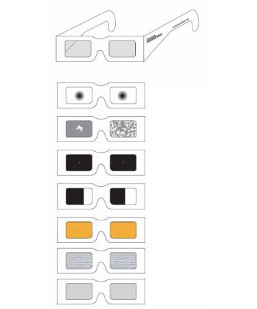 Simulator Glasses Kit made of Heavy Paperboard 7 Glasses for Common Vision Problems: Central Loss CMV Retinitis Peripheral Loss Hemianopia Color Overall Blur Diabetic Retinopathy