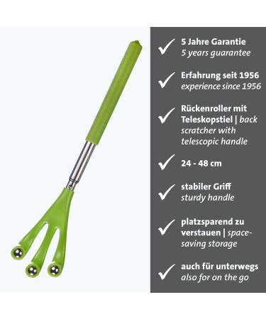 Westmark Back Roller Massage Scooter - Telescopic Handle for Back Shoulders & Neck - Practical Massager (48 cm) - Durable Plastic & Stainless Steel - Shop Internationally! - Buy Online on GoSupps.com