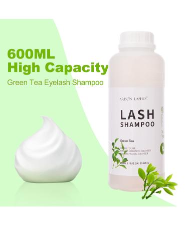 Eyelash Extension Shampoo 600ml - Paraben & Sulfate Free Eyelid Foaming Cleaner for Natural & Professional Use - Green Tea Formula - Buy Online on GoSupps.com