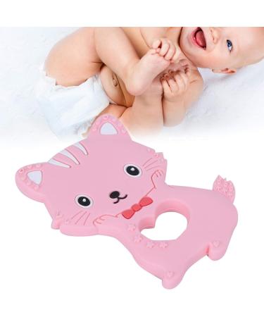 Shop Durable Baby Teether - Silicone Cat Shaped Teething Ring for Toddlers | Pink - Safe & Easy to Clean - Buy Online on GoSupps.com