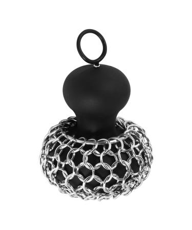 yuoseg Cast Iron Chainmail Scrubber Cast Iron Skillet Cleaner for Fry Pan Cleaner Cast Iron Skillet Cleaner Chain Black