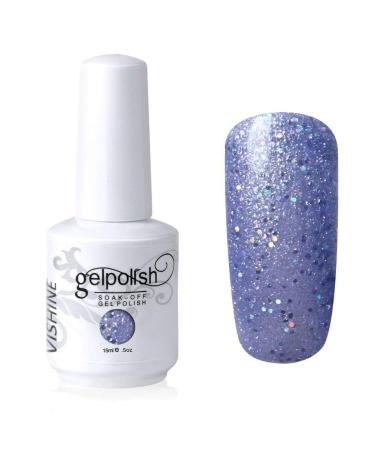 Vishine Soak-off Gel Polish Lacquer Nail Art UV LED Manicure Varnish 15ml Glitter Lavender(316) #316