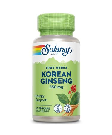 SOLARAY Korean Ginseng 550 mg | Healthy Stress Energy & Physical Endurance Support | 50 VegCaps - Buy Online on GoSupps.com