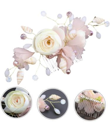 Angoily Bridal Hair Comb Crystal Hair Comb Flower Hair Comb Rhinestone Hair Barrette Hanfu Headwear Tiara Flower Hair Insert Comb Pink Zircon The Flowers Bride Spun Yarn - Buy Online on GoSupps.com