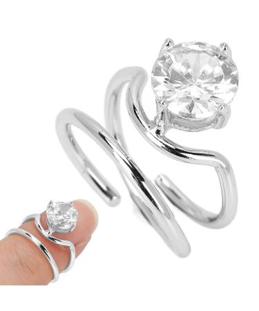 Rhinestone Fingernail Ring Adjustable Opening Finger Tip Nail Art Charm Decoration for Women Girl Silver 3053Silver