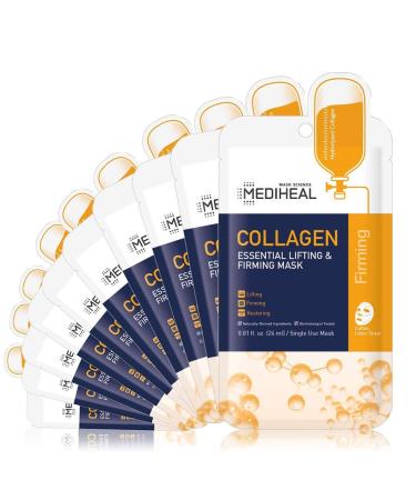 Mediheal Official Korea's No 1 Sheet Mask - Collagen Essential Lifting & Firming Face Mask (10 pack) 10 Count (Pack of 1)
