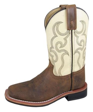 Smoky Mountain Boots | Scout Panther Series | Youth Western Boot | Square Toe |Genuine Leather Material | Rubber Sole & Walking Heel | Man-Made Lining & Leather Upper Brown/Cream 1.5 Little Kid