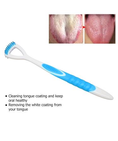 Ergonomic Tongue Scraper & Brush for Fresh Breath | Best Mouth Care Tool to Remove Plaque (Blue) - Buy Online on GoSupps.com