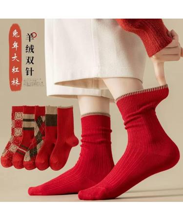 New Year's Red Cotton Lucky Socks - Comfortable & Warm Thermal Sports Socks 3 Pairs (Size 34-40) - Buy Online on GoSupps.com