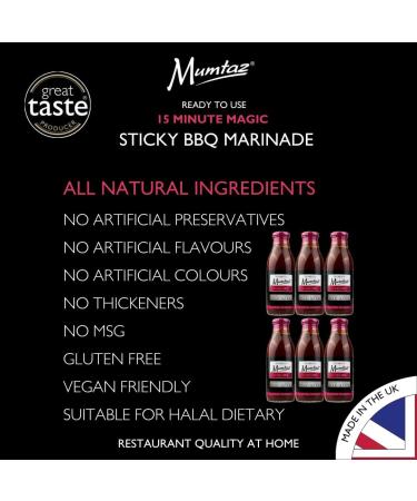 Mumtaz STICKY BBQ Marinade Sauce - Pack of 6x500g 15 Minute Magic Marinade Medium Spiced BBQ-Grill-Roast-Stir or Air fry All Natural Ingredients Gluten Free Vegan Friendly. - Buy Online on GoSupps.com