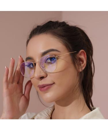Blue Light Filter Glasses for Men & Women - Retro Metal Frame Gaming & Computer Glasses - Silver - Buy Online on GoSupps.com