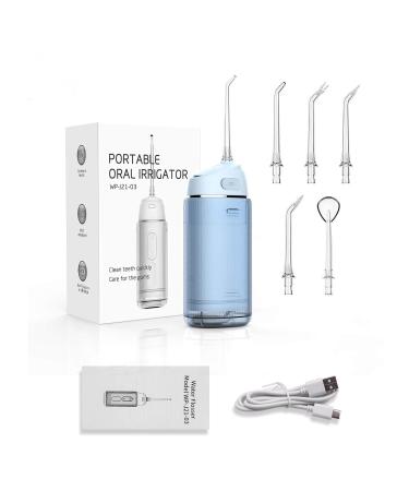 Portable Water Flosser Dental Flosser Teeth Irrigator Electric Toothpick Water Jet Flosser Portable Electric Dental Flosser Rechargeable Dental Flosser. Blue