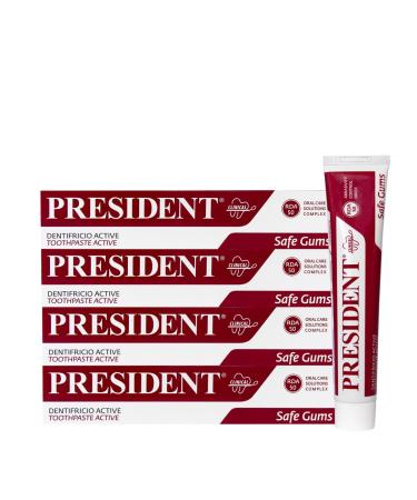 President President 4 ACTIVE TOOTHPASTE Gum Activity Kit For Irritated Inflamed and Periodontitis Gums Astringent Disinfectant Action RDA 50. 4 x 75 ml