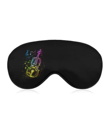 Colorful Violin Music Notes Soft Sleep Mask with Adjustable Strap Eye Masks Cover Blocks Light for Women Men