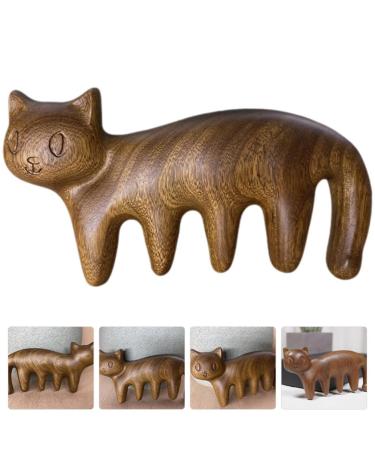 Didiseaon Cat-Shaped Wooden Massage Comb | Sandalwood Wide Tooth Scalp Comb for Men Women & Maternity - Buy Online on GoSupps.com