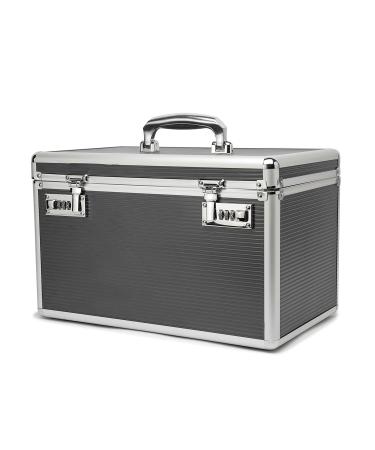 Large capacity Locking Box Lockable Medication Box with Portable Storage Case 15 x 8.7 x 9.3 Inch Childproof Medicine Lock Organizer Locked Empty First Aid Storage Case (Gray/X-Large) X-Large Gray