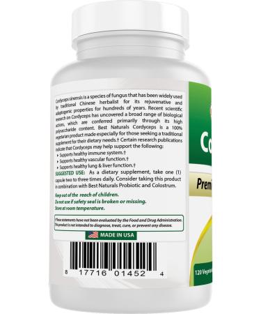 Best Naturals Cordyceps Sinensis Mycelium Mushroom Powder 750 mg 120 Veggie Capsules - Buy Online on GoSupps.com