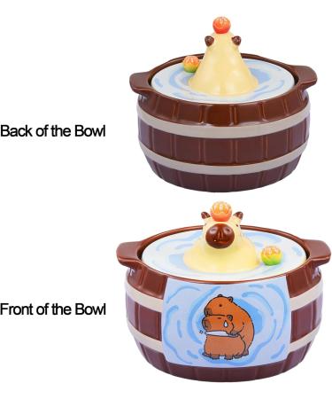 Cartoon Capybara Ceramic Bowl 950ml Large Ramen Mug with Lid and Handle Microwave Safe Cute Animal Noodle Bowl for Kids Granola or Soup Cup Pair - Buy Online on GoSupps.com