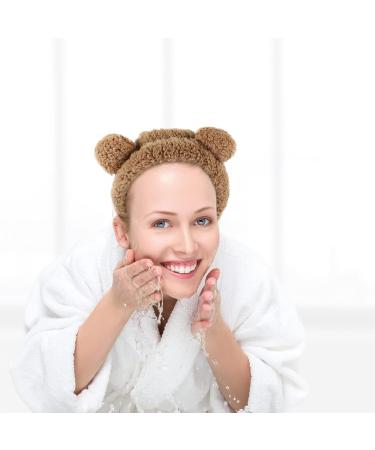 minkissy Bear Face Wash Headband Makeup Hair Wrap Fabric Korean Version Spa Hair Hoop for Women Girls Khaki - Buy Online on GoSupps.com