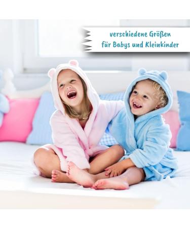Wolimbo Children's Bathrobe with Custom Name & Motif | 100% Cotton Baby Bathrobe 74-80 | Blue Ringed Bear - Buy Online on GoSupps.com