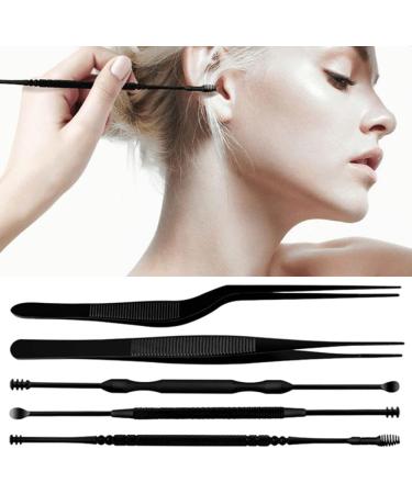 6pcs/set Stainless Steel LED Ear Wax Pickers - Black Earpick Wax Remover Curette Spoon Cleaner Tool - Buy Online on GoSupps.com