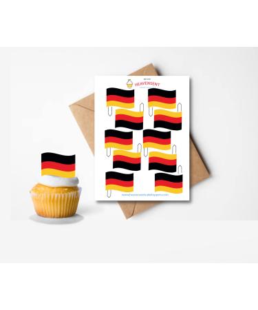 20x Pre-cut Germany Flags Edible Thick Wafer Card Standing Cupcake Toppers Birthday Party Cake Decorations