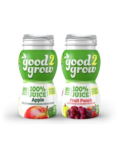 good2grow 100% Apple and Fruit Punch Juice 24-pack of 6-Ounce BPA-Free Juice Bottles, Non-GMO with No Added Sugar and an Excellent Daily Source of Vitamin C. SPILL PROOF TOPS NOT INCLUDED Fruit Punch and Apple 6 Fl Oz (Pack of 24)