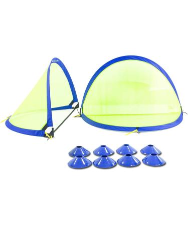 porayhut Pop up Soccer Net Set of 2 - Portable 210D Oxford Goal for Kids with 8 Field Marker Cones and Stakes - 2.5FT Blue Goal for Backyard and Soccer Training - Buy Online on GoSupps.com