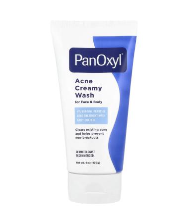 PanOxyl 4 Acne Creamy Wash 4% Benzoyl Peroxide 6 oz (Pack of 6)