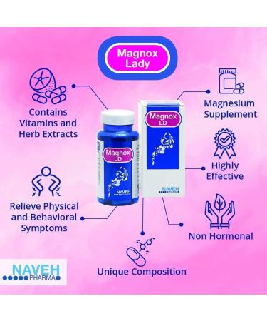 Magnox Lady Magnesium Capsules (60 ct) for PMS & Menopause Symptoms - Naveh Pharma - Buy Online on GoSupps.com